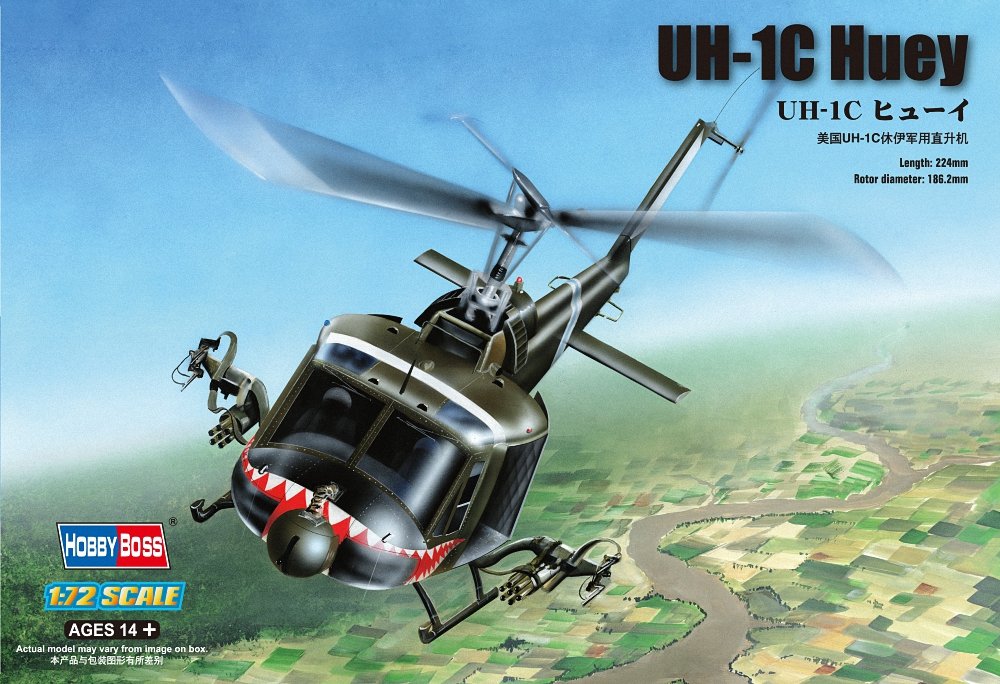Hobbyboss 1:72 Scale UH-1C Huey Assembly Authentic Kit, Multicolor, miniatura