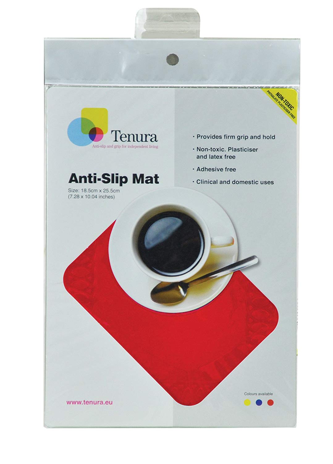 Tenura Red Silicone Rubber Non Slip Table and Tray Mat 25 5 x 18 5 cm, 25.5 x 18.5cm - Image 2