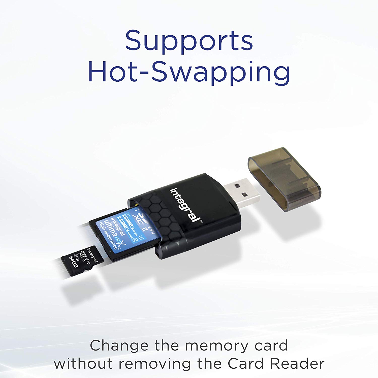 Integral Micro SD & SD UHS-ii, UHS-11, UHS-2 USB3.0 Dual Slot Memory Card Reader Adapter, SuperSpeed transfer - Image 3