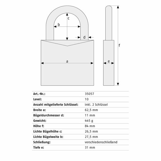 ABUS Granite Padlock, 37/55, 00842 - Image 4