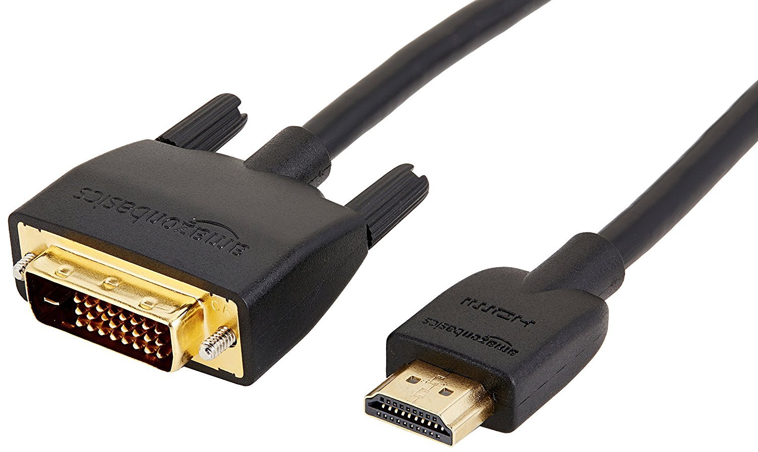 Amazon Basics HDMI-A to DVI (Male) Adapter Cable, Bi-Directional 1080P, Gold-Plated, 1.8 m, Single Pack for Television Black