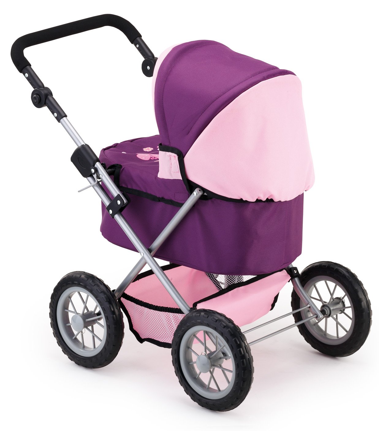 Bayer Design 13057AB Dolls Pram Trendy Set, stroller, adjustable handle, foldable, bag and bed, Pflaume, Small - Image 3