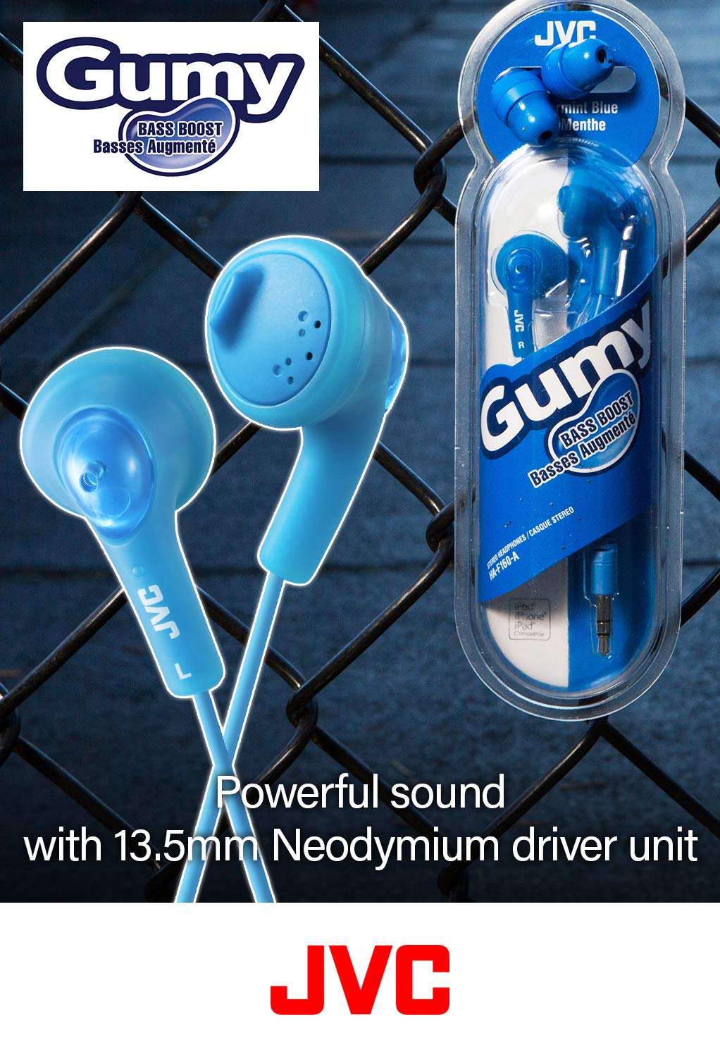 JVC HAF160W HAF160W Gumy Ear Bud Headphone White - Image 4