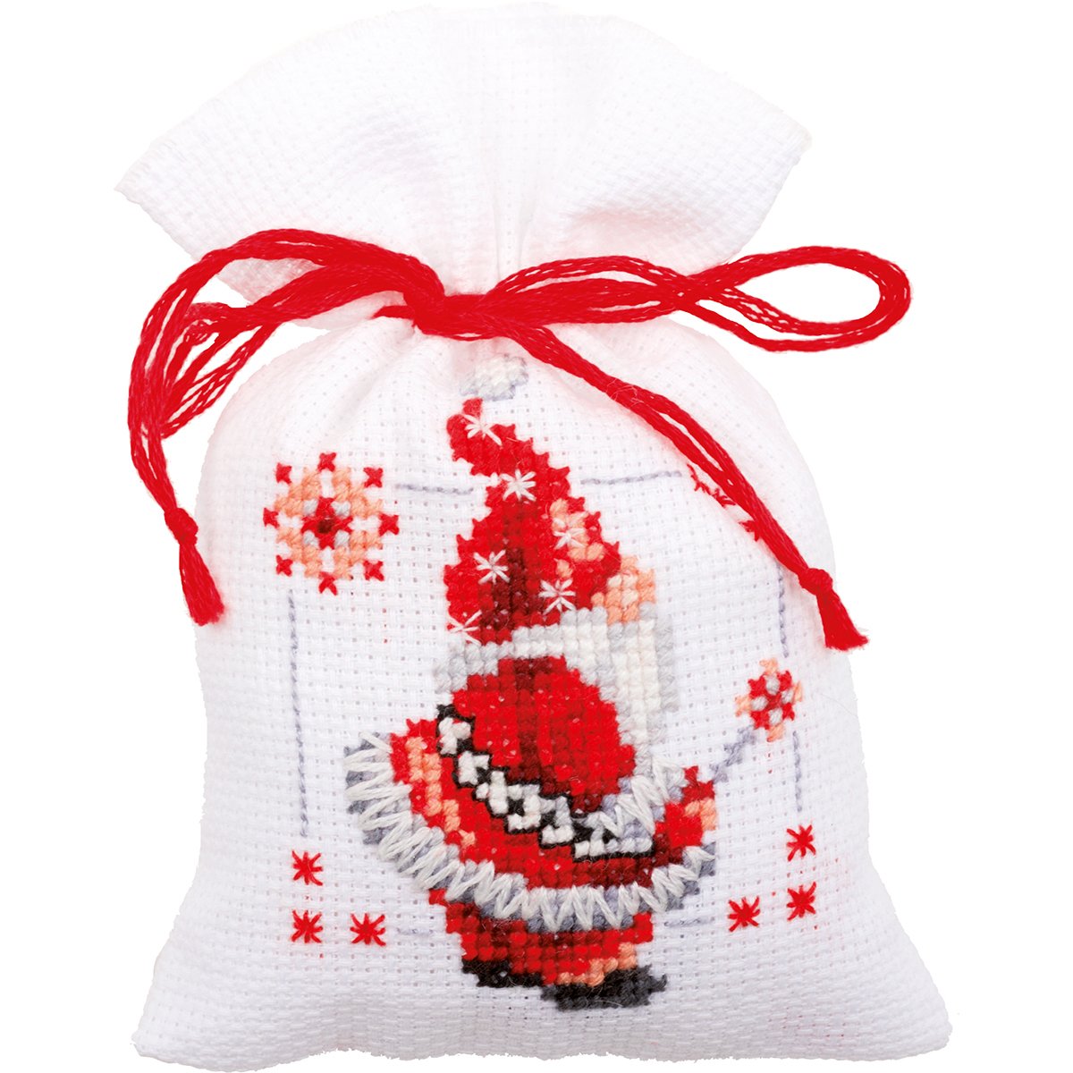 Vervaco Counted Cross Stitch Kit: Pot-Pourri Bag: Christmas Elves: Set of 3, Acrylic, NA, 8 x 12cm, N\a