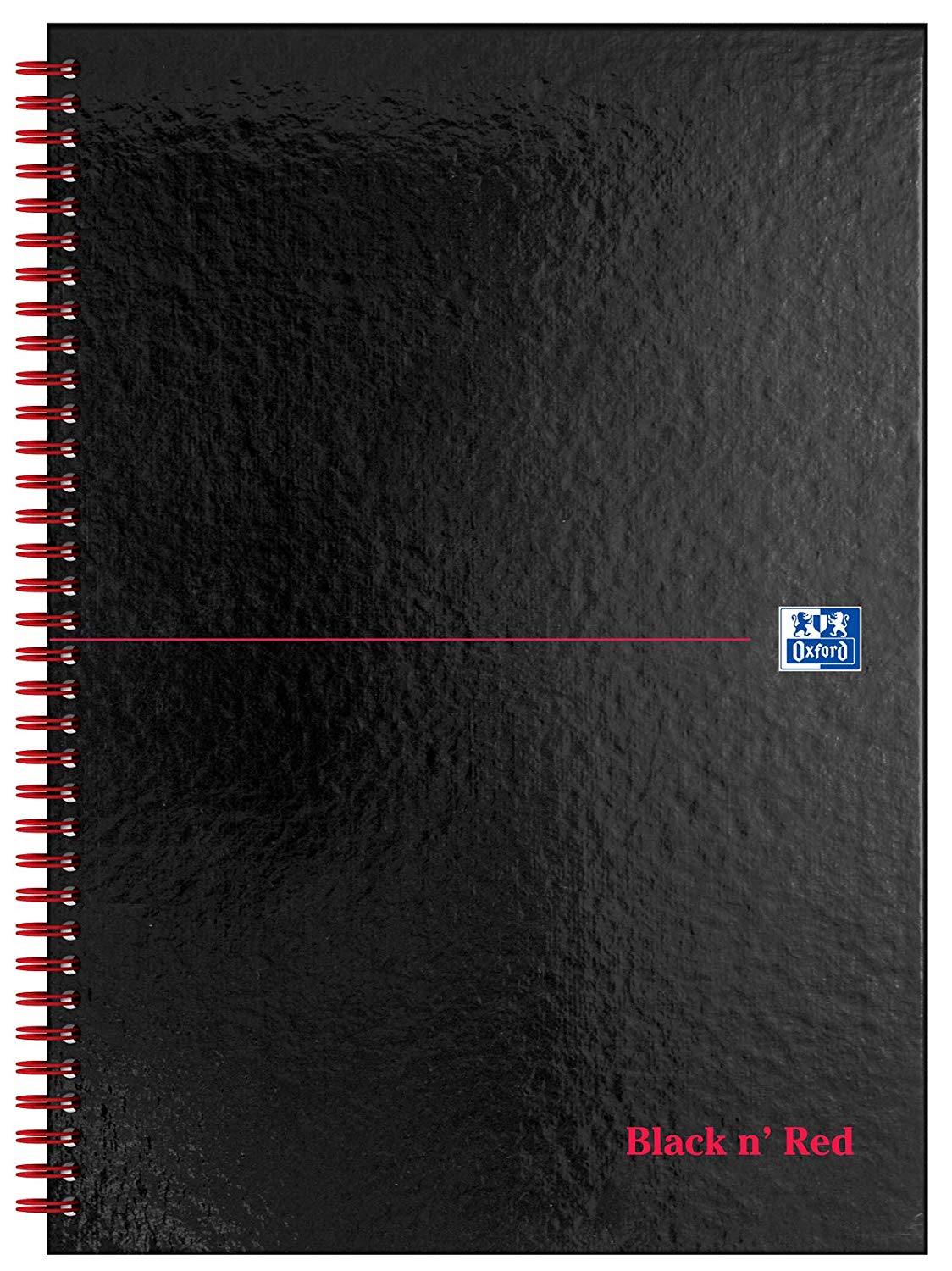 Oxford Black n' Red A4 5 mm Square Glossy Hardback Wirebound Notebook, Ruled, 140 Page, 1 Notebook, A4 Wirebound