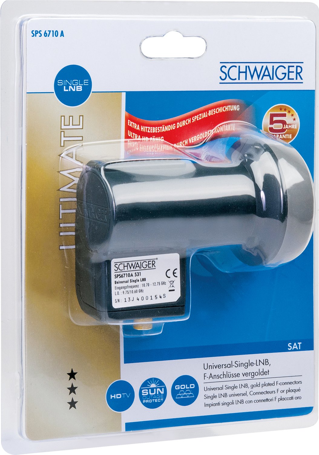 for multiswitches digital SCHWAIGER -395- Quattro LNB with Sun Protect multifeed-suitable with weather protection and gold-plated contacts extremely heat-resistant LNB cap