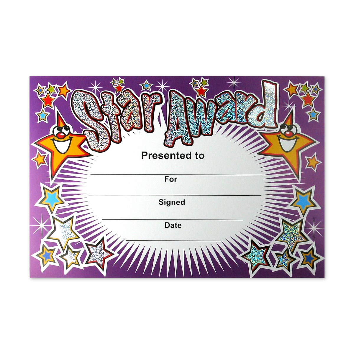 Sparkly Reward Certificates for Kids, Pack of 20 A5 Personalised Star Awards for Pupils Teachers & Parents, School