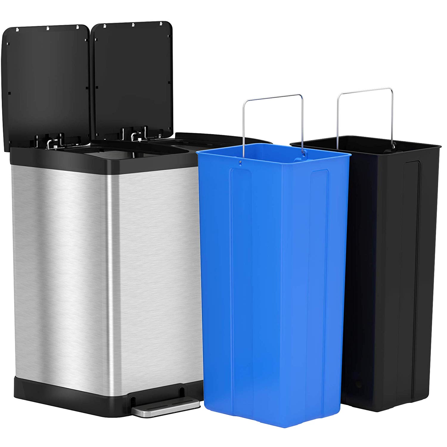 iTouchless SoftStep 16 Gallon Step Trash Can / Recycle Bin, 61 Liter Stainless Steel Kitchen Trash Can - Image 4