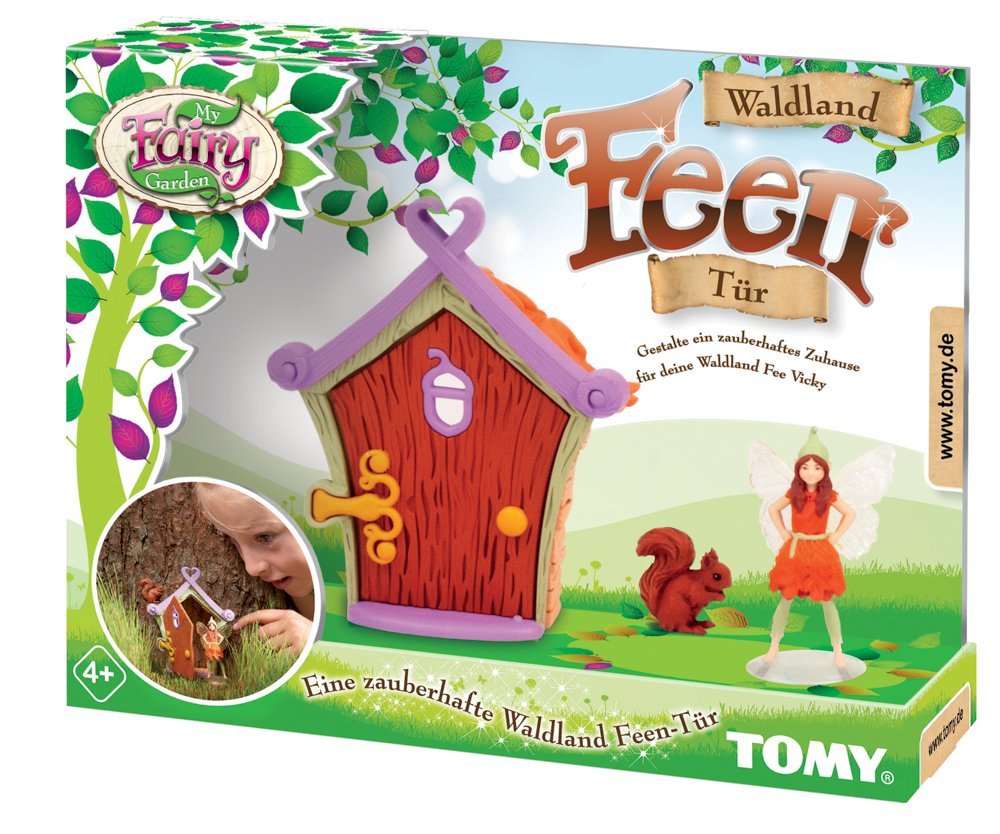 TOMY - Waldland Fairy Door - Vicky & Squirrel - Fairy Garden Set - Earth Tones, Green