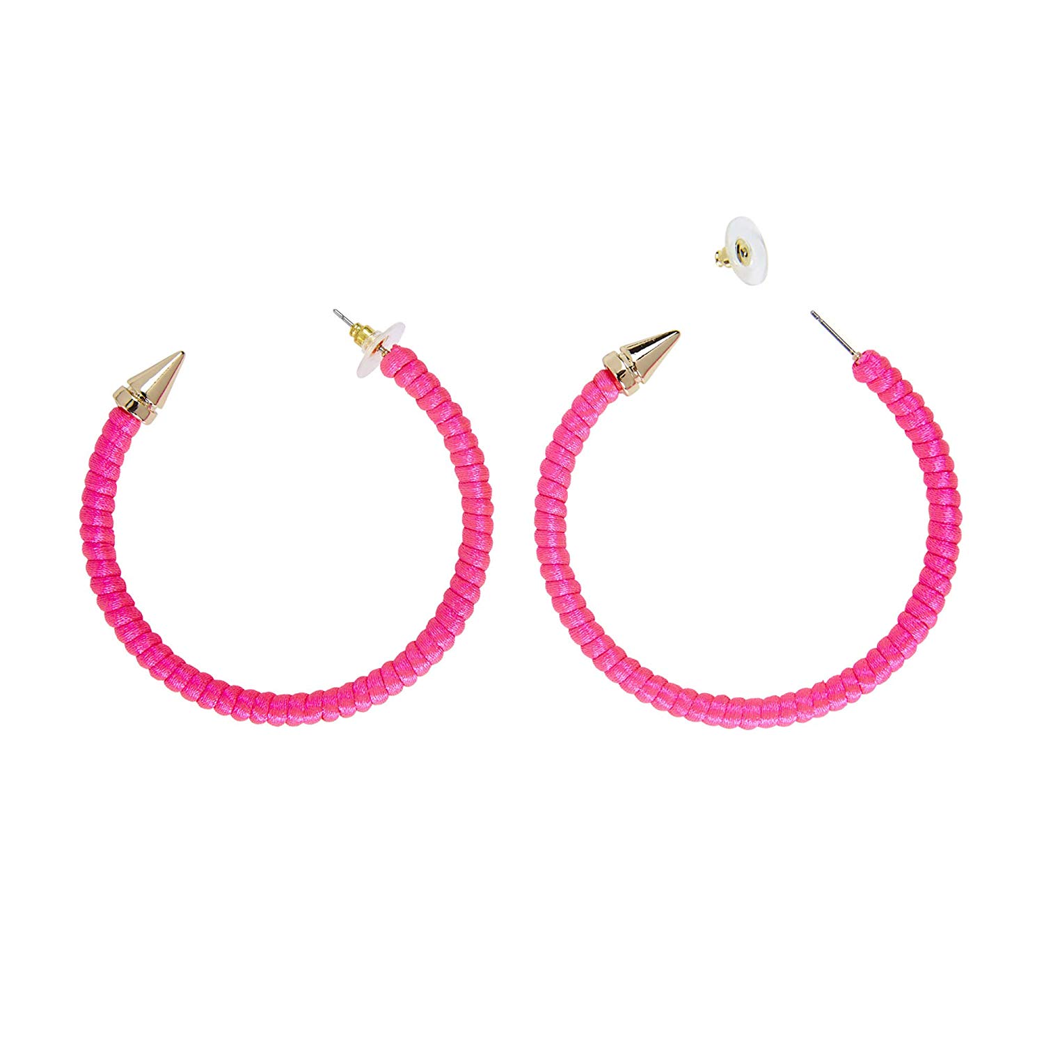Widmann 03529 - Pair of Earrings for Adults Women 80s, Disco, Neon, Carnival, Theme Parties, Fluorescent Pink Color