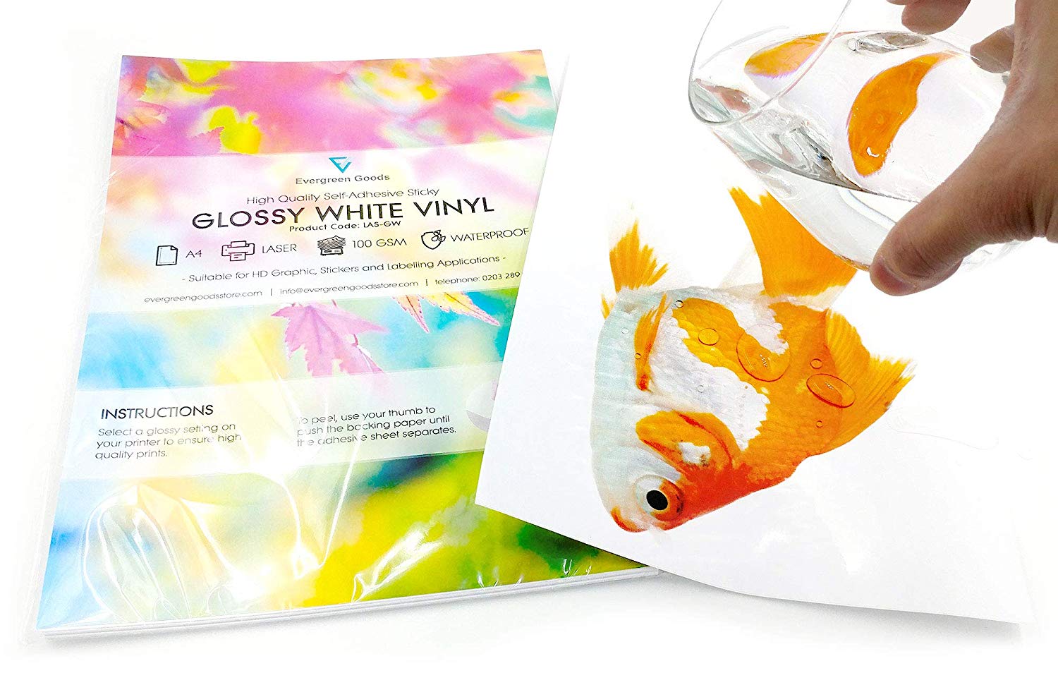 10 x A4 Vinyl Laser Printable Waterproof Sheets (PVC) White Glossy Self