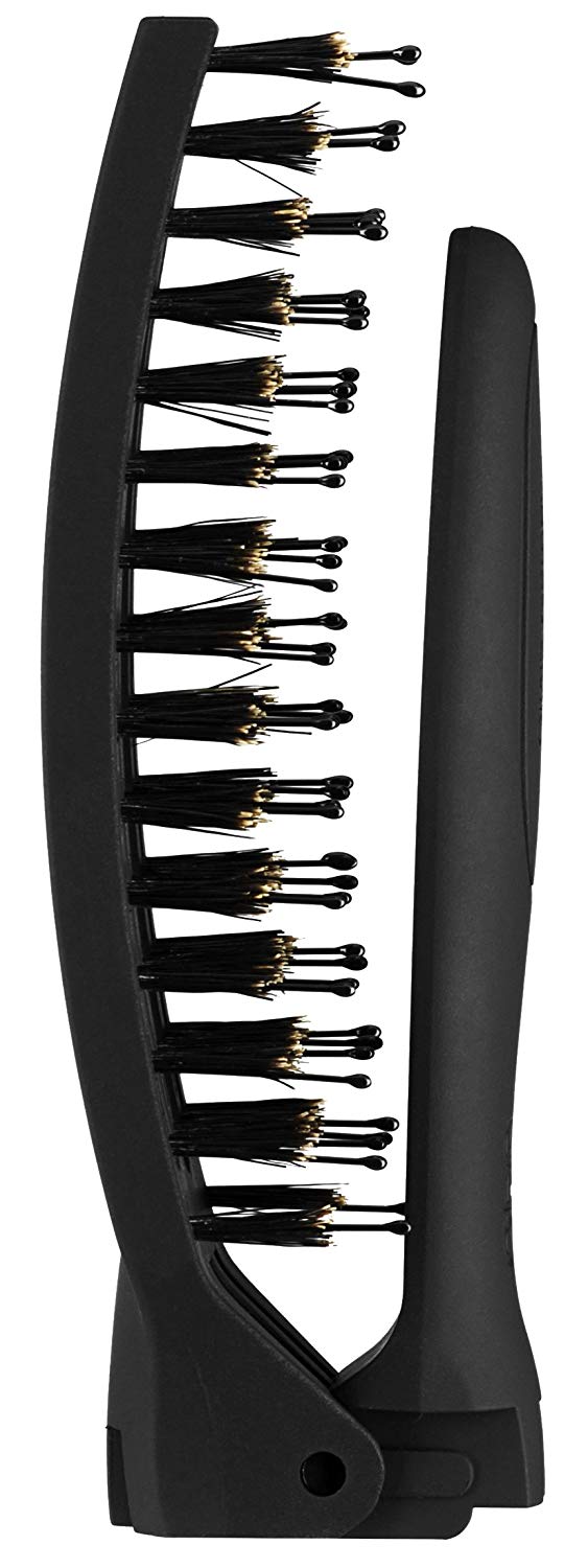 Olivia Garden On The Go™ Smooth & Style - Full Size Folding Brush - Compact, with Mirror & Blend of Boar & Ionic Nylon - Image 3