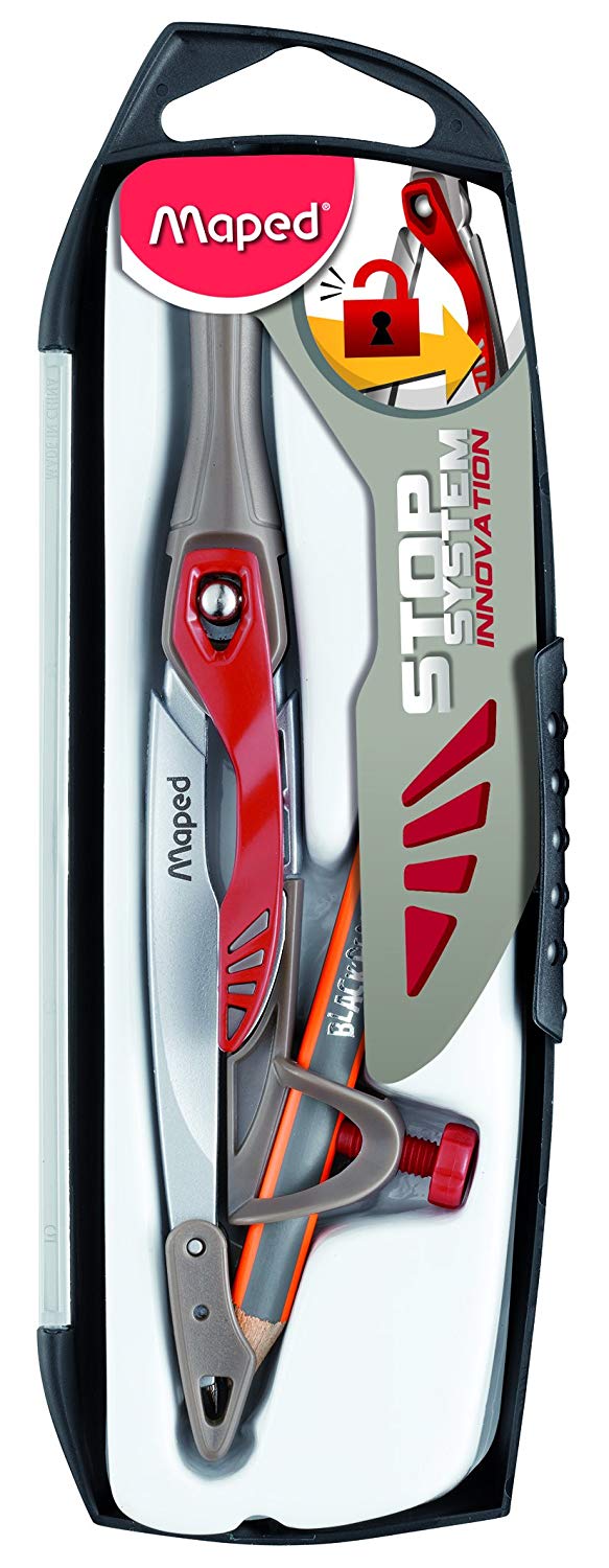 Maped - Stop System Innovation Compass - Patented Locking System - Perfect Line - With Safety Protects Tip And Lead - Lead Compass Universal Ring Pencil - For Ages 10 And Above - View #2