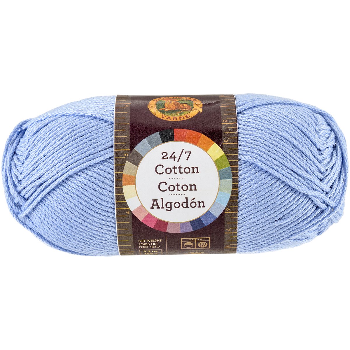Lion Brand Yarn Company Cotton Yarn, 100 Percent Cotton, Sky, 1 Pack