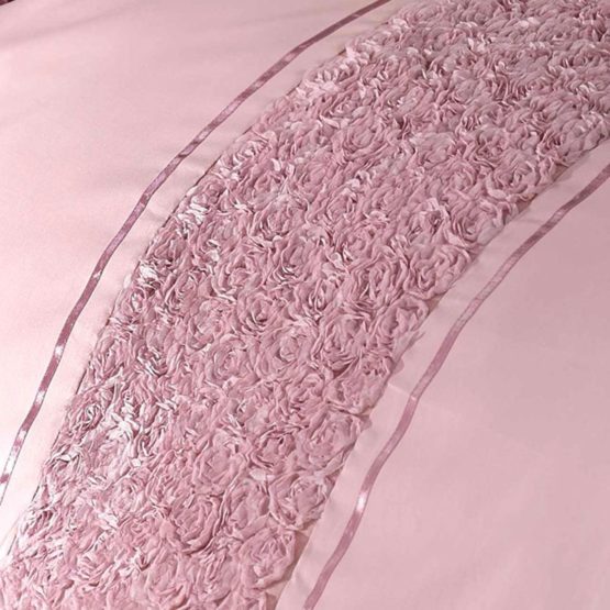 Rapport Duvet Quilt Cover Set Bedding Raised Rose & Ribbon Polycotton, Cotton and Polyester - Image 3