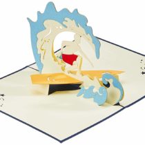 Lin Pop-Up Greetings Card – Birthday Cards Travel Voucher Surfer [English Language Not Guaranteed]