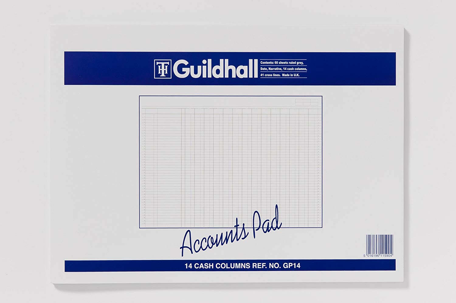 Exacompta 'Guildhall' Accounts Pad, A3, 60 sheets, 14 Cash Columns, White