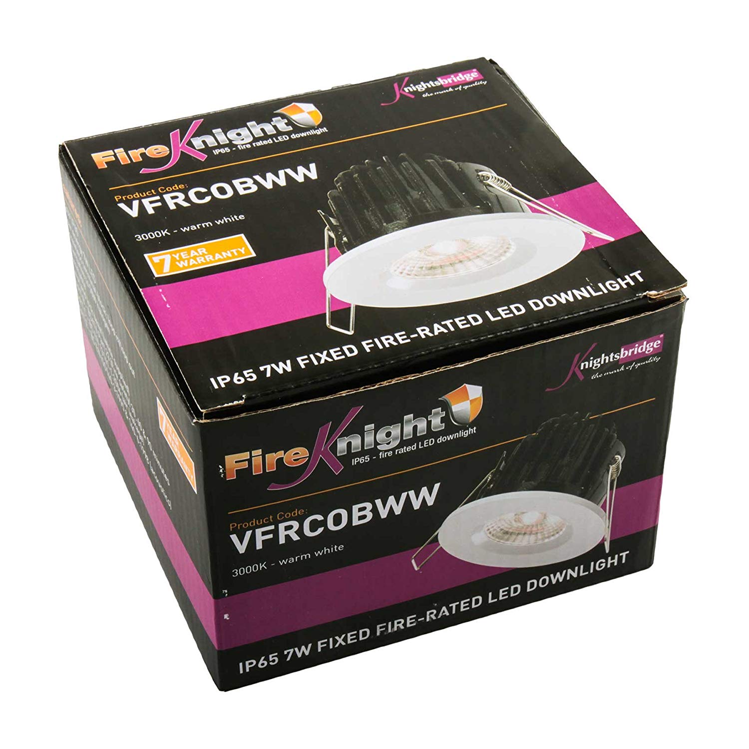Knightsbridge VFAVRCOBWW IP65 7W LED 3000K Warm White Downlight comes with White Round Bezel - Image 3