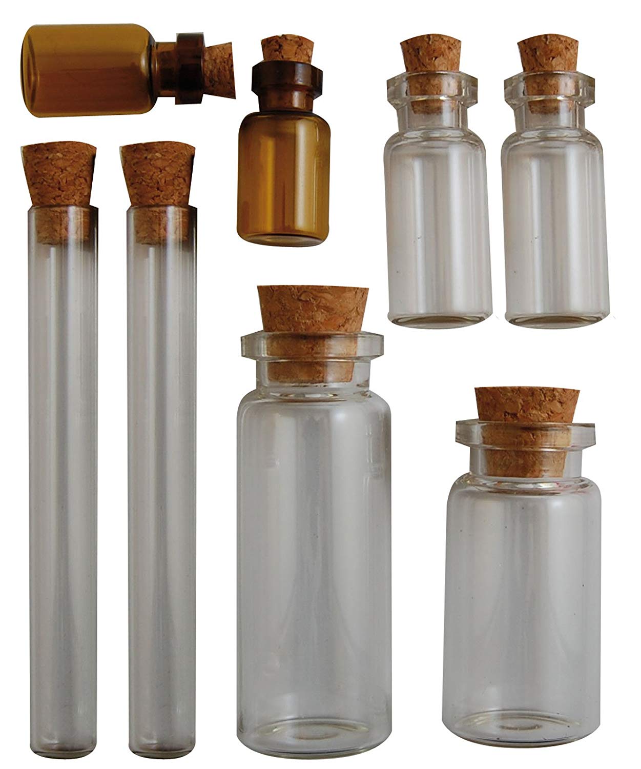 Vaessen Creative Vintage Corked Vials, Metal, Transparent, 8-Piece, 5x2x2 cm - Image 2