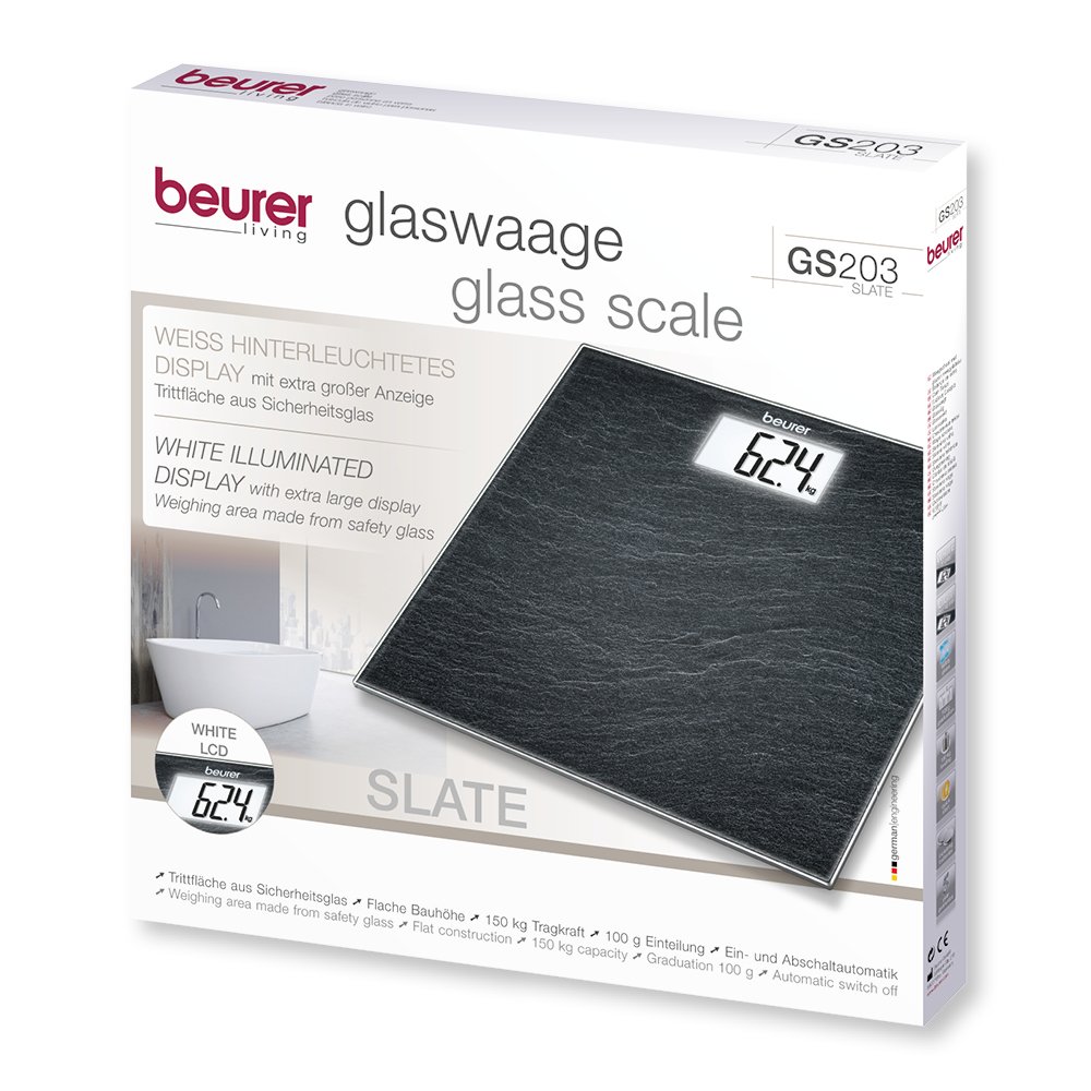 Beurer GS 203 756.36 Slate Glass Scales, Grey, 1 cm x 1 cm x 1 cm - Image 4
