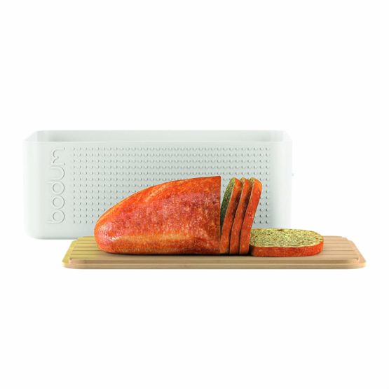 BODUM 11740-913 Bistro Small Bread Box, Plastic, Wood, 19.39 x 29.4 x 10.7 cm, White, Small - Image 2