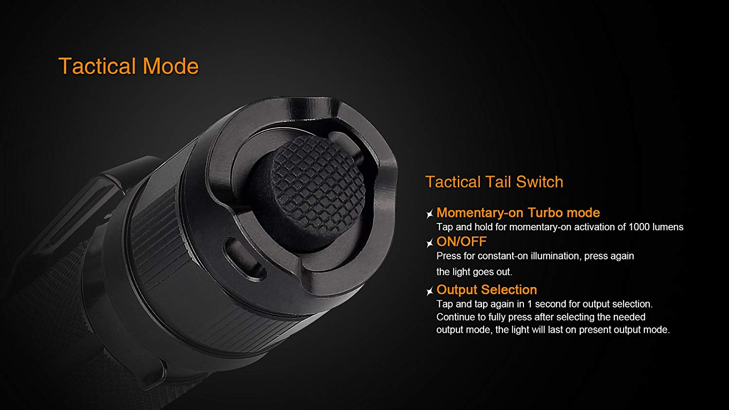 Fenix PD35 Tactical Edition 1000 Lumen LED Torch(2 year warranty), Black - Image 4