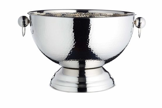 BarCraft BCHAMBOWL Footed Metal Champagne Cooler/Punch Bowl, Stainless Steel, Silver, 37 x 37 x 25 cm