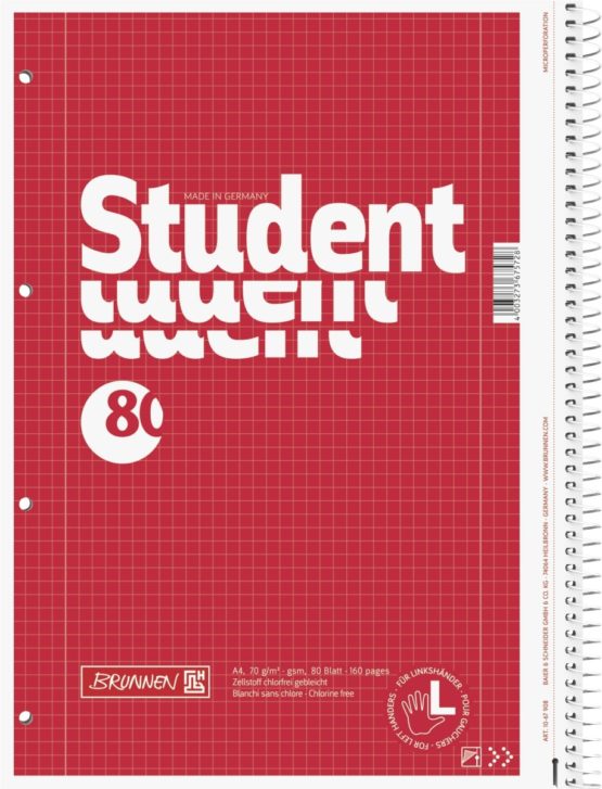 Brunnen 1067908 Notebook, Student College Block (for Left-Handed People, A4, Squared, Lineament 28, 70g/m², 80 Sheets, Spiral) - Image 2