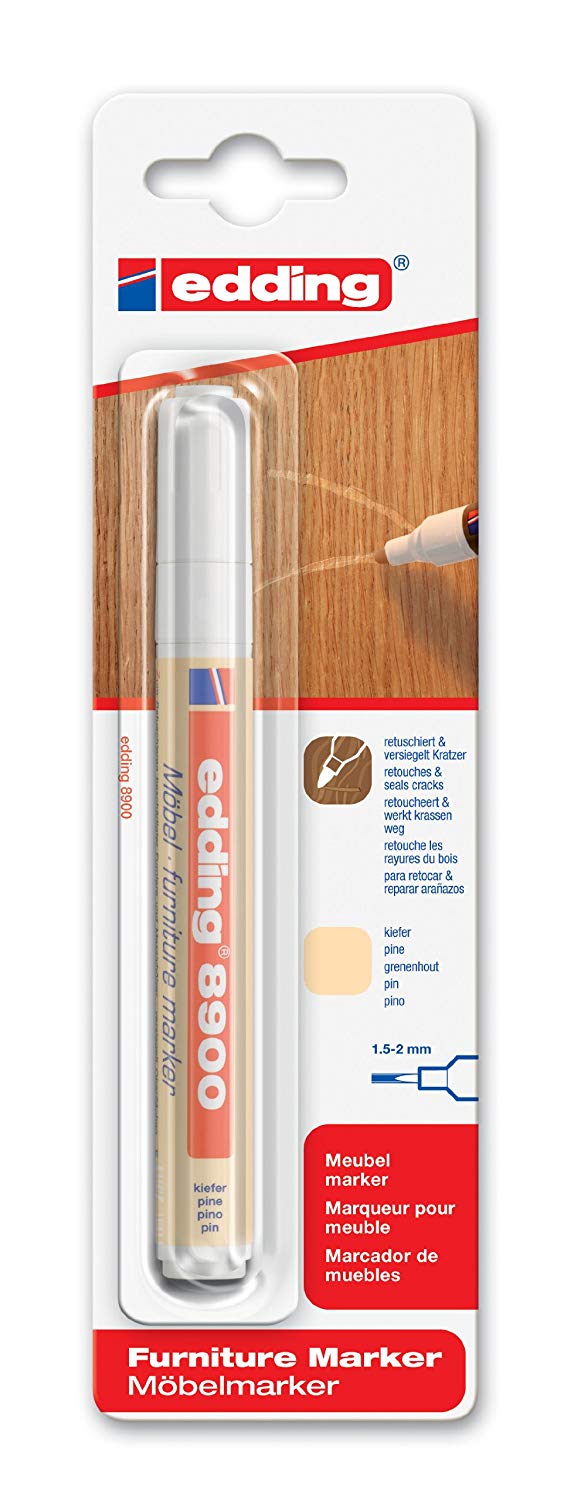 edding 8900 furniture marker, pine, round nib 1.5-2 mm, for covering up scratches and damages on veneers, solid wood, wood