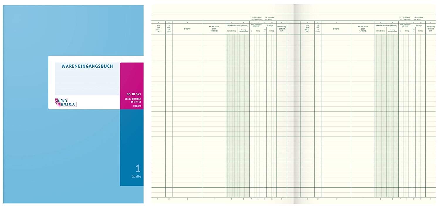 König & Ebhardt 8610641/goods Entrance Account Book (A4 80g/m²; 40 Sheets Wire Binding)