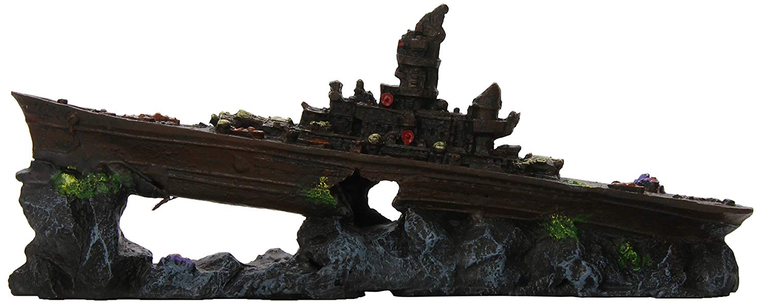 Penn-Plax Deco-Replicas Sunken Battleship Aquarium Decoration - Safe for Freshwater and Saltwater Fish Tanks - Small - Image 2