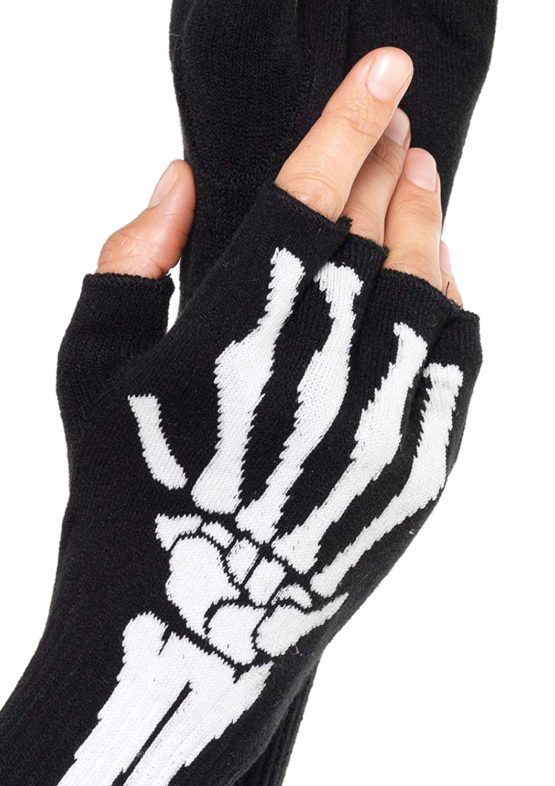 Leg Avenue 214422001 Skeleton Fingerless 2144-Skeleton Gloves, Black, One Size (UK 6-12) - Image 2