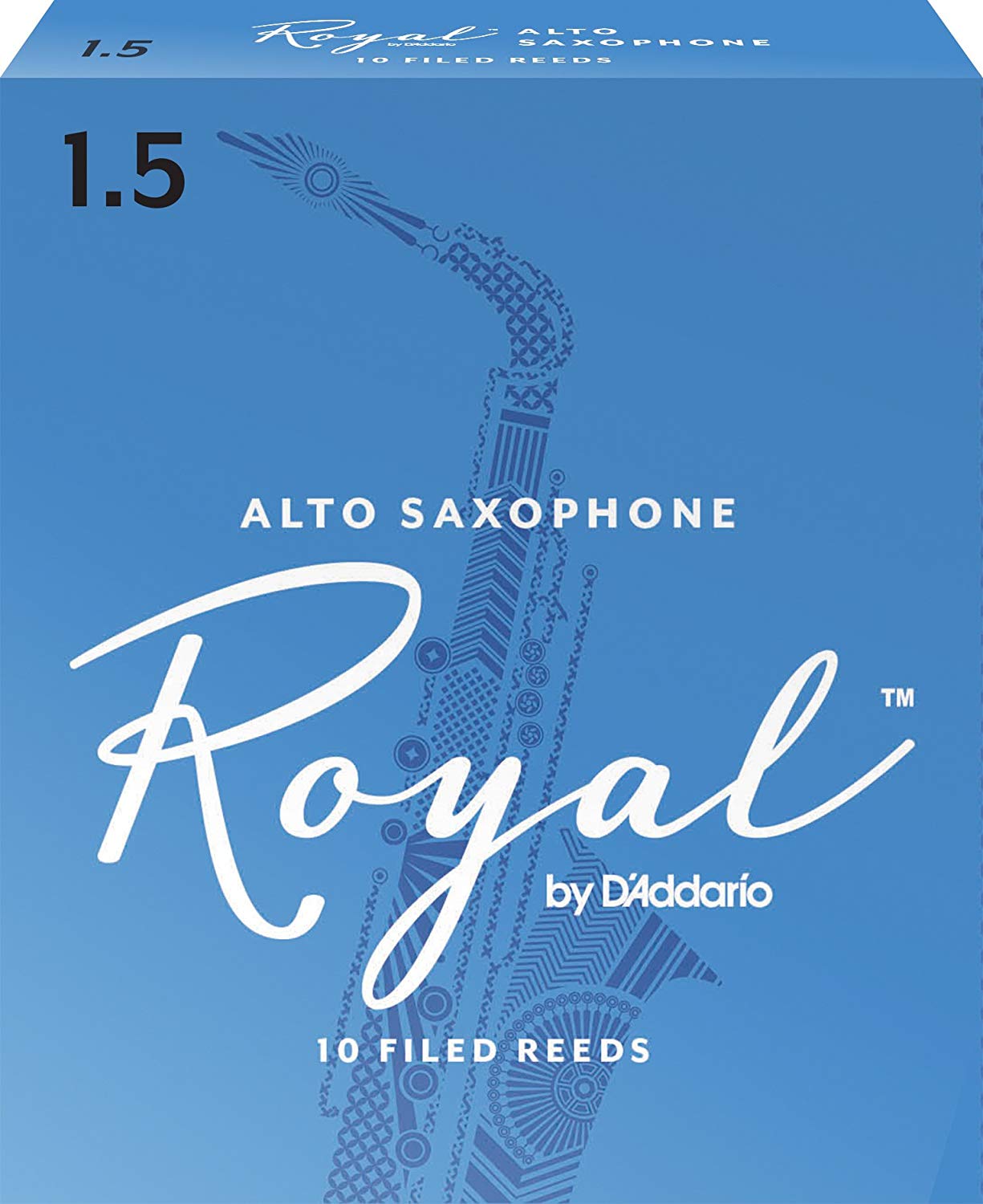 D'Addario Royal Organic Alto Saxophone Reeds, Strength 1.5, 10-Pack, Brown