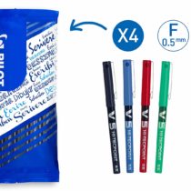 Pilot V5 Liquid Ink Rollerball 0.5mm Tip - Black/Blue/Red/Green (Pack of 4)