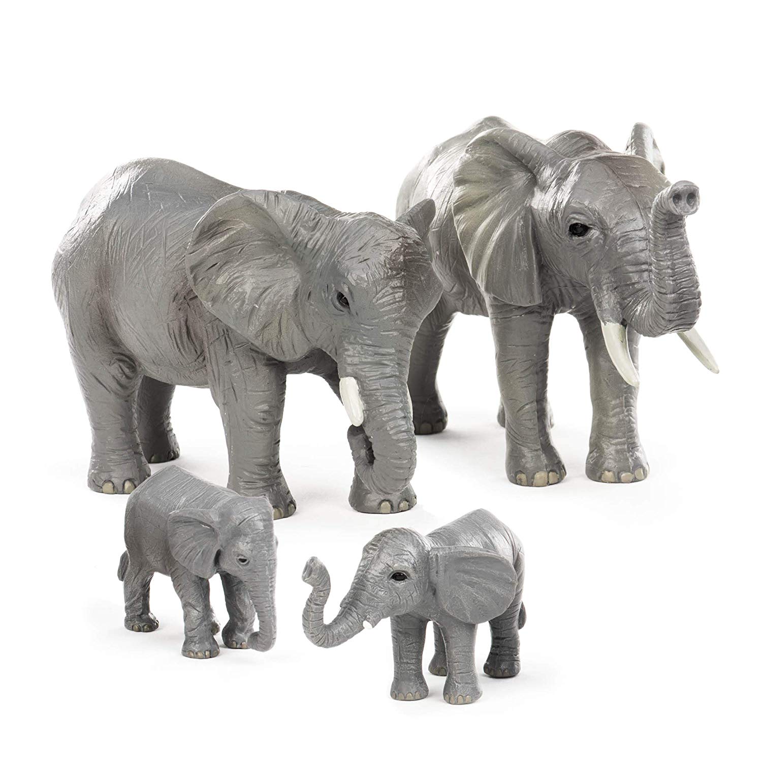 Terra By Battat, 4 Pieces African Elephant Toys Family Set, Realistic Plastic Safari Animals Figures