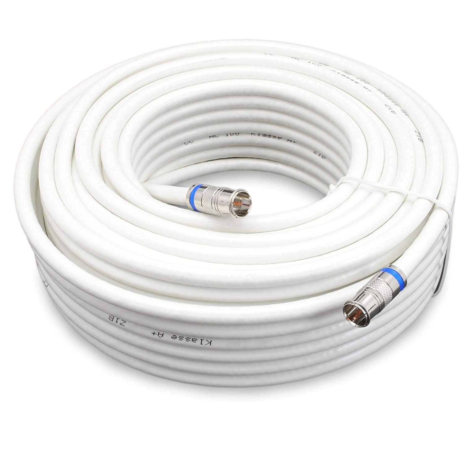 Satix SKK02002 Coaxial Cable 2 F-type quick plugs push-on F-connectors triple shielded 120 dB class A+ satellite dish cable tv 20 m white