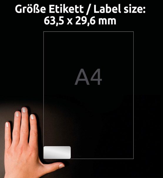 Avery Zweckform L6011-20 Heavy-Duty Labels 63.5 x 29.6 mm Weather-Resistant 20 Sheets / 540 Labels Silver - Image 2