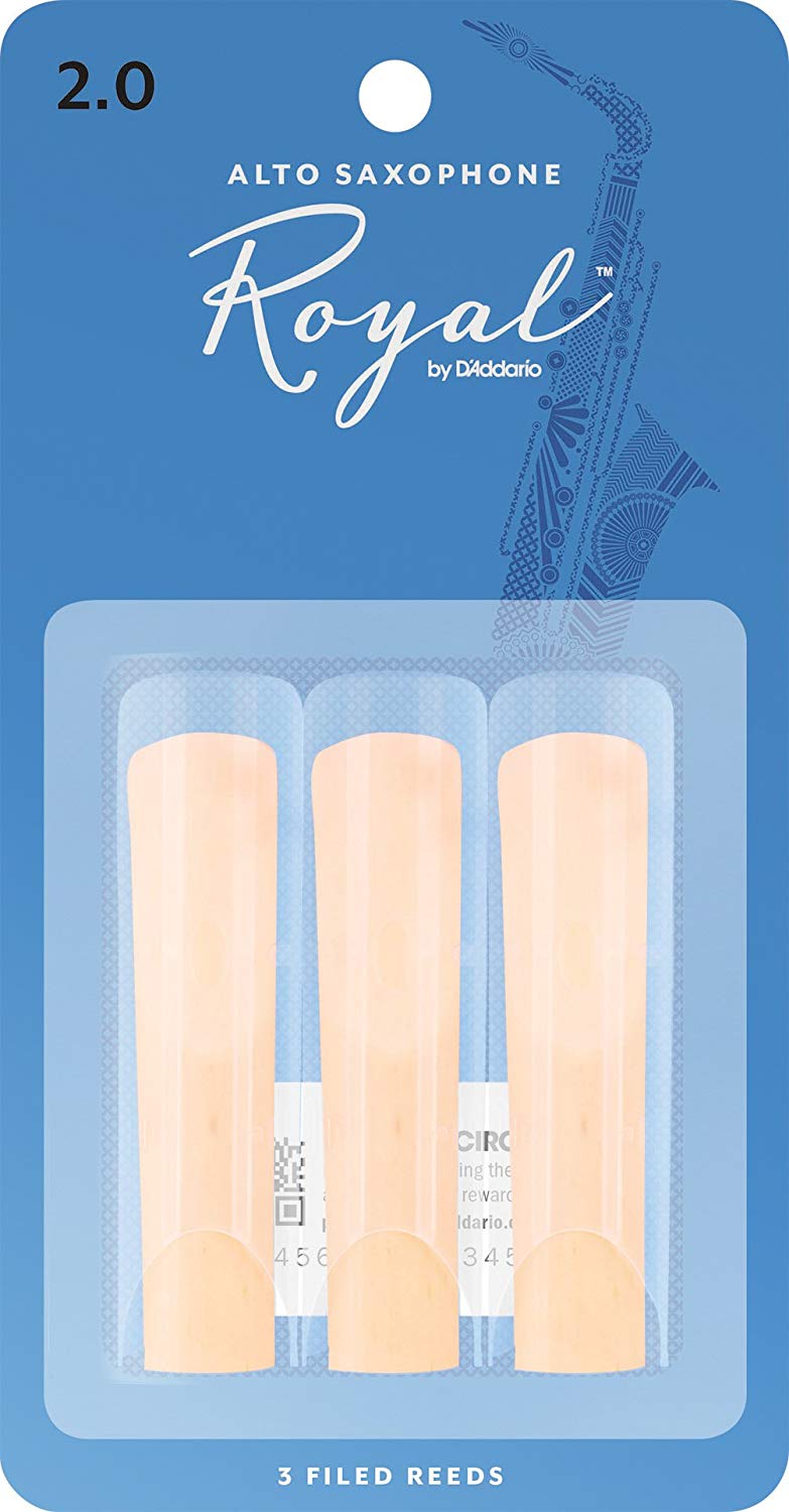 D'Addario Organic Royal Alto Saxophone Reeds, Strength 2.0, 3-Pack, blue, 2.0 Strength
