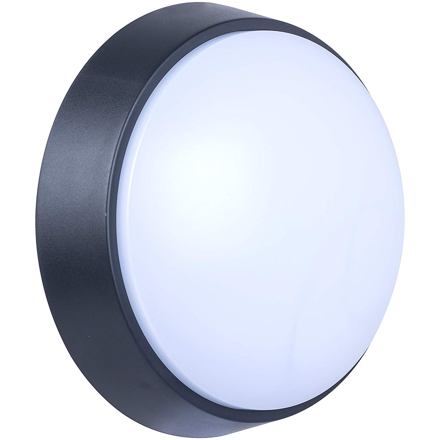Luceco Eco Outdoor LED Bulkhead Light, Decorative Exterior Lighting, Round, Black, IP54, 10W, 700lm, 4000K, EBER10S40 - Image 2