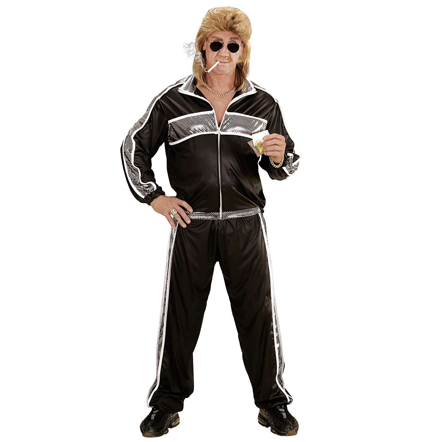 Widmann Adult Costume Tracksuit, Jacket and Pants, Black - Image 3