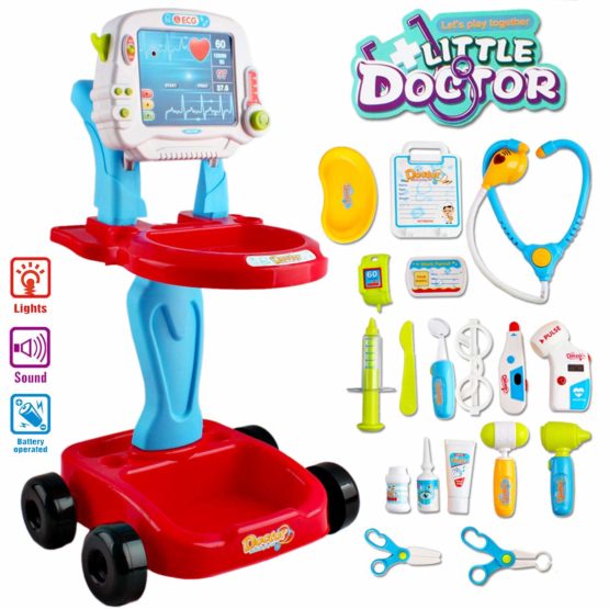 deAO Toys Little Doctor Kids Medical Center Hospital Portable Role Play Set with Accessories