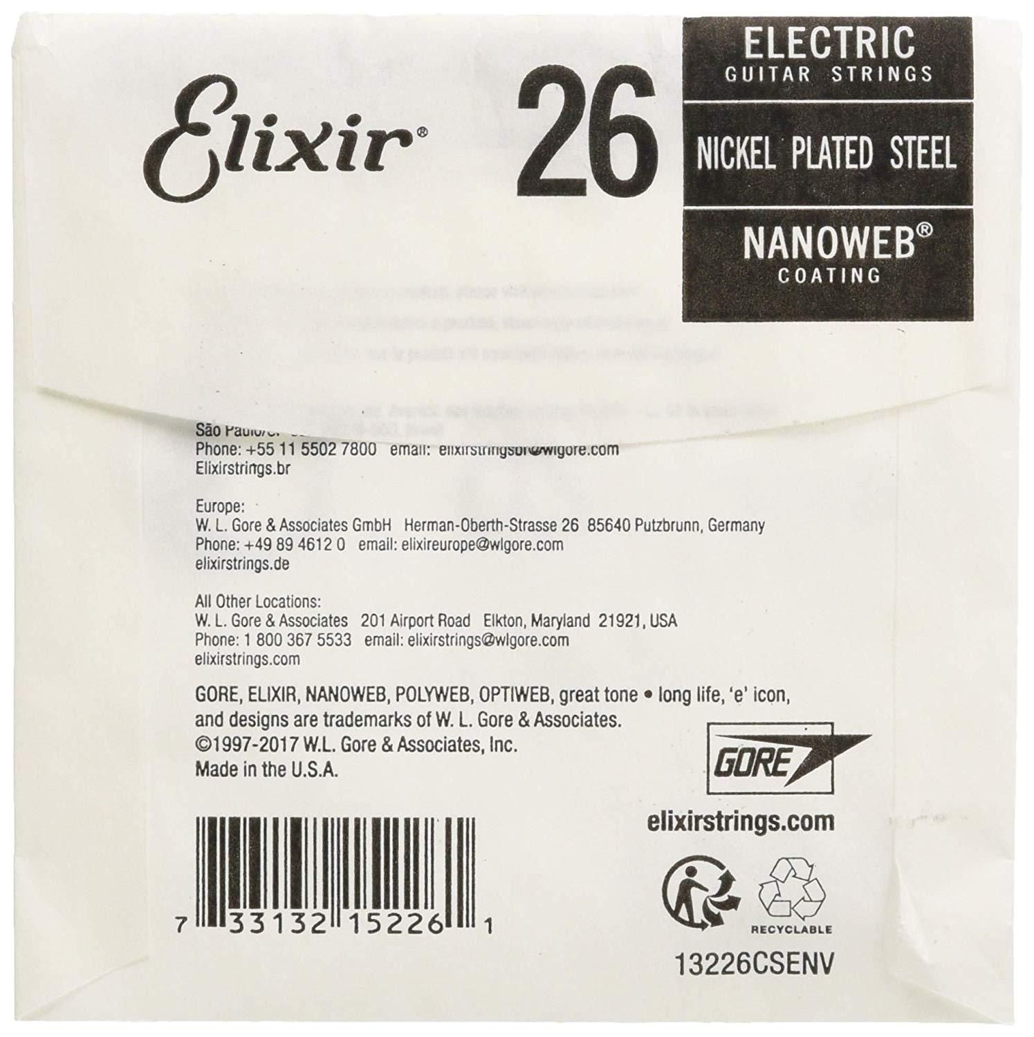 Elixir® Strings Electric Guitar Single String with NANOWEB® Coating (.026), Nickel - Image 2