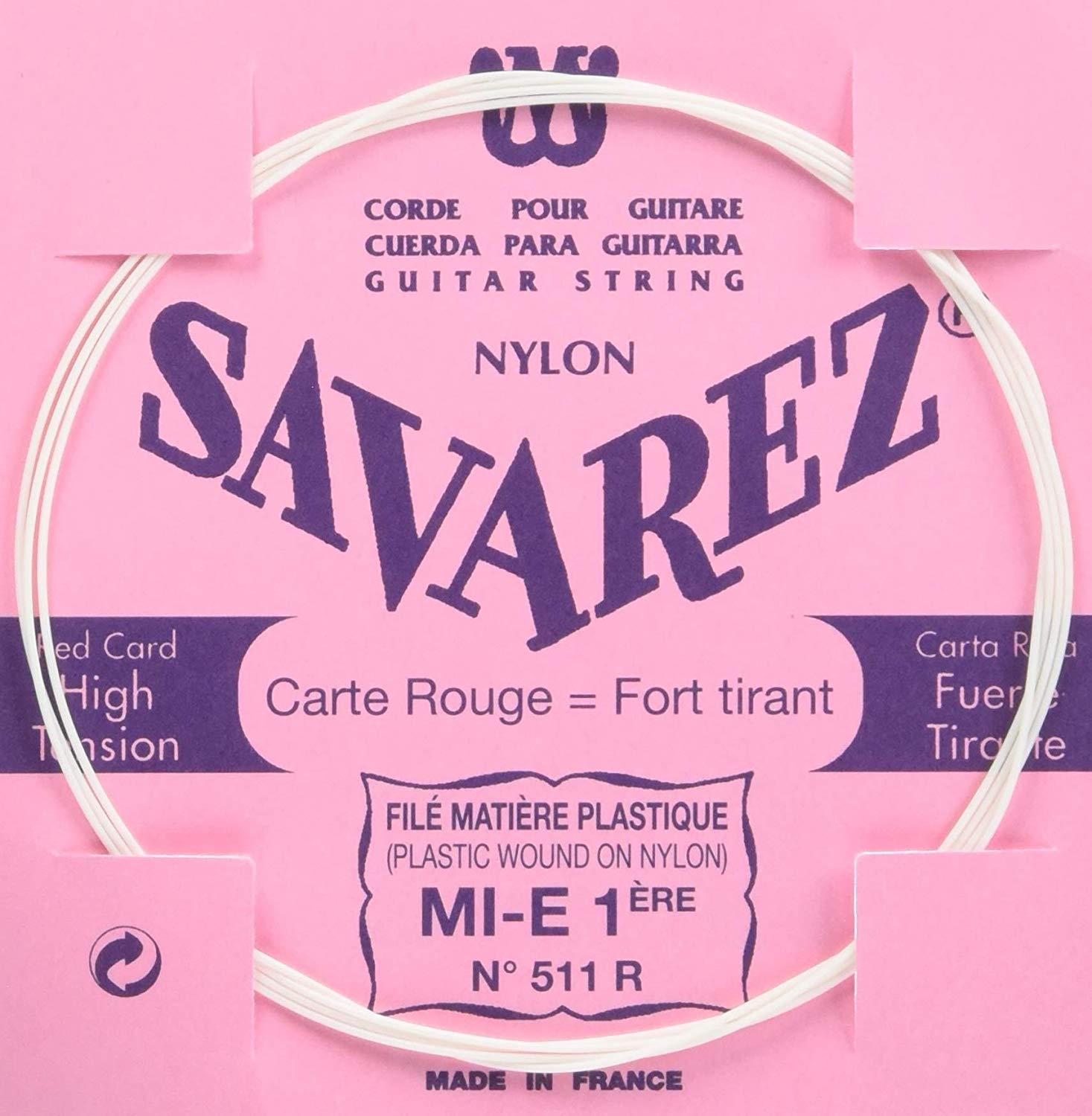 Savarez 655841 Traditional Concert 511R Guitar Strings, White, E1w standard 511R