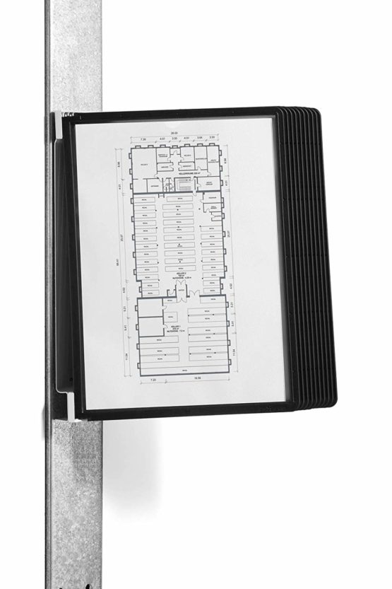 Durable 591801 Display panel wall holder (Vario Magnet Wall 10, with 10 display panels A4) black