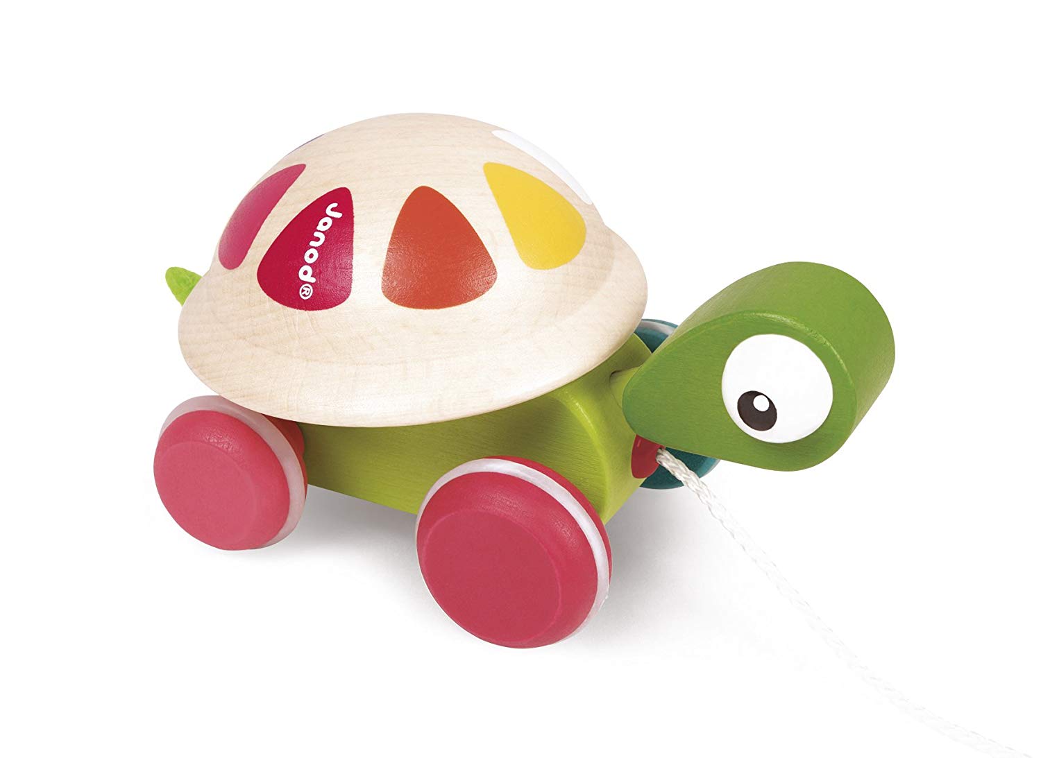 Janod, Wooden Walking Turtle, Rotating Shell + 50 cm String, Pull-Along Toy, Early Learning and First Age Toys - Image 3