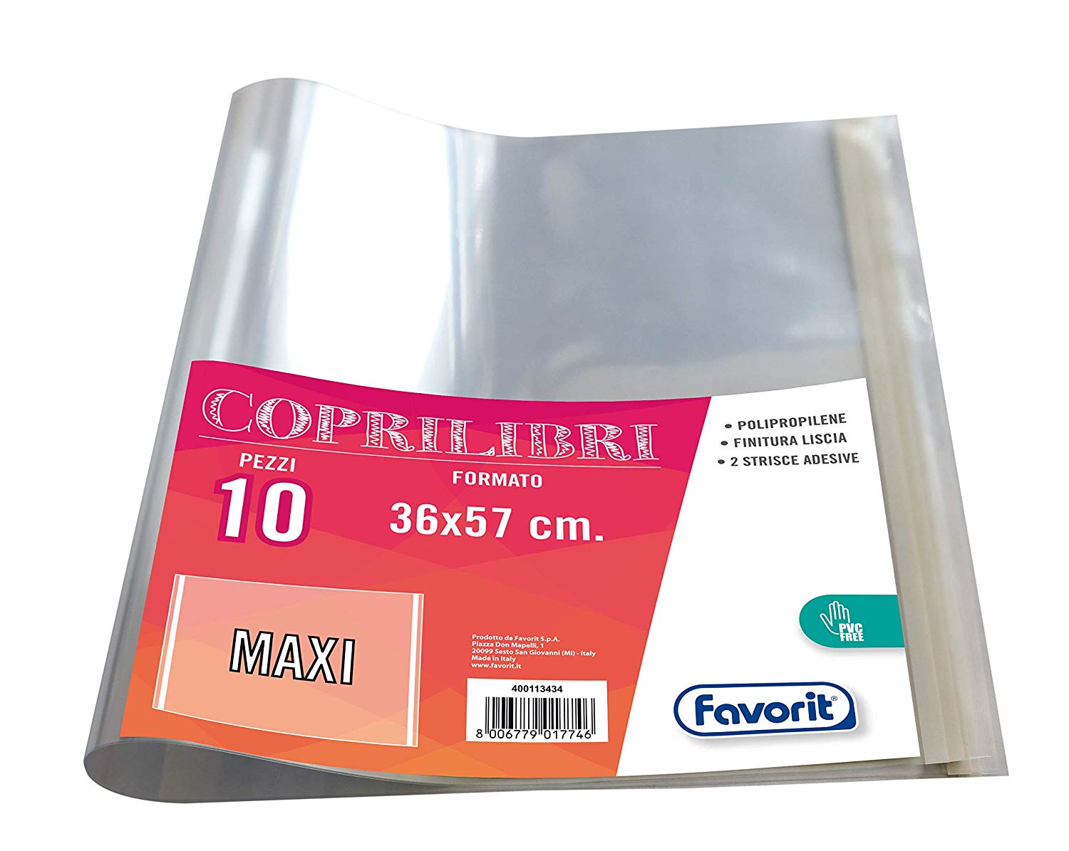 Favorit, 10 x Maxi Book Covers, 36 x 57 cm, Transparent, Smooth Finish, Clear - Image 3