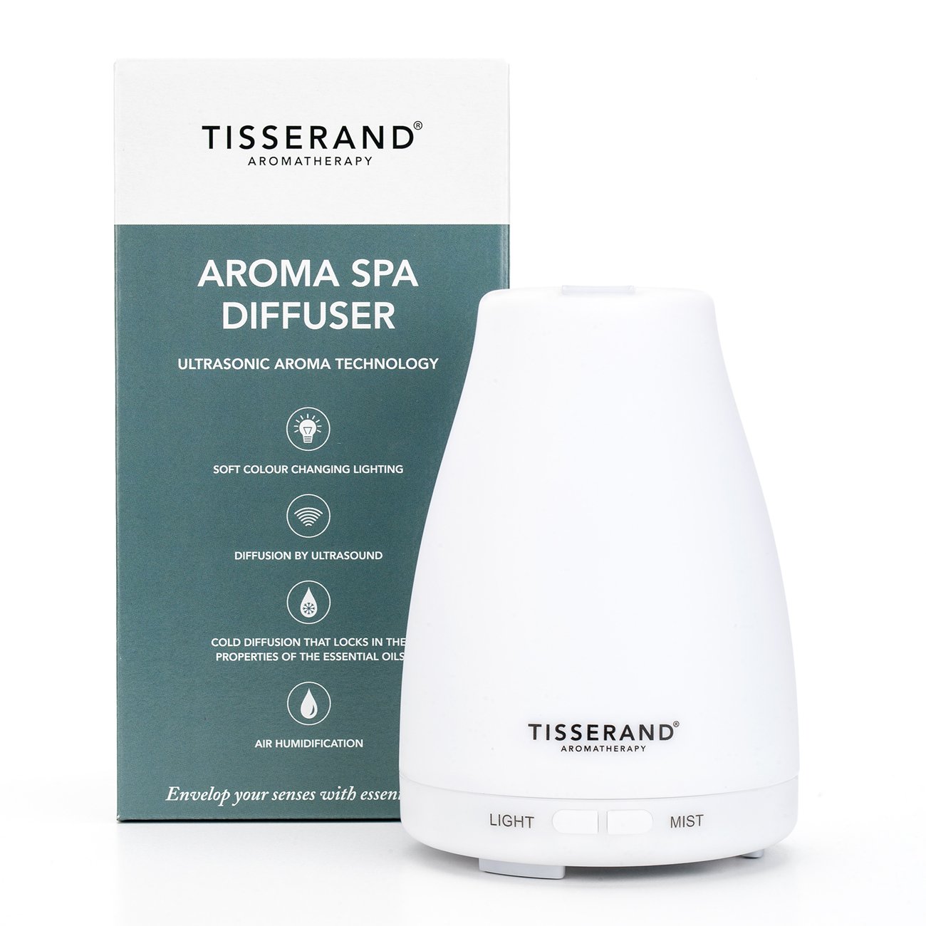 Tisserand, Aroma Spa Diffuser, Elegant Ultrasonic Aromatherapy Oil Diffuser with Lighting Control