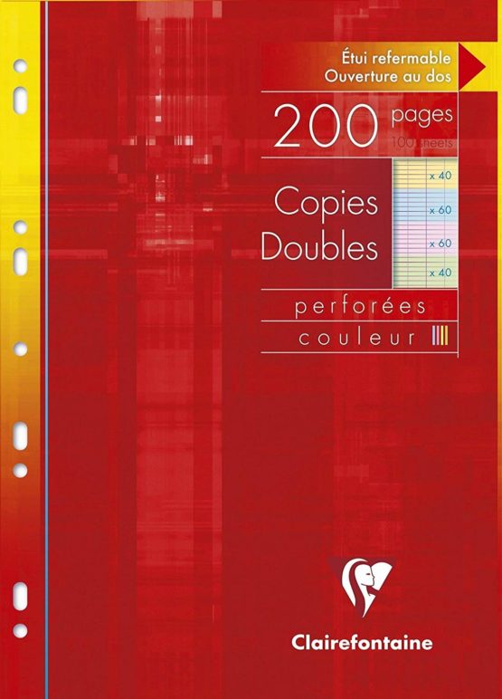 Clairefontaine Double Coloured Sheets, A4, Séyès ruling, 100 pages - Assorted Colours