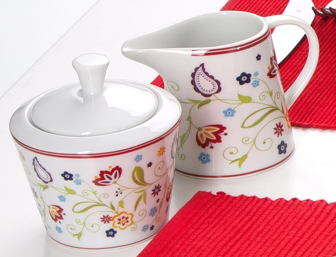 Ritzenhoff & Breker Doppio Shanti 044997 2-Piece Sugar Bowl and Milk Jug Set, Tea Accessories, Porcelain, Floral - Image 4