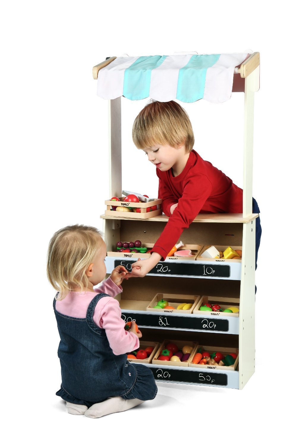 Tidlo Wooden Play Shop and Theatre, Red - Image 4